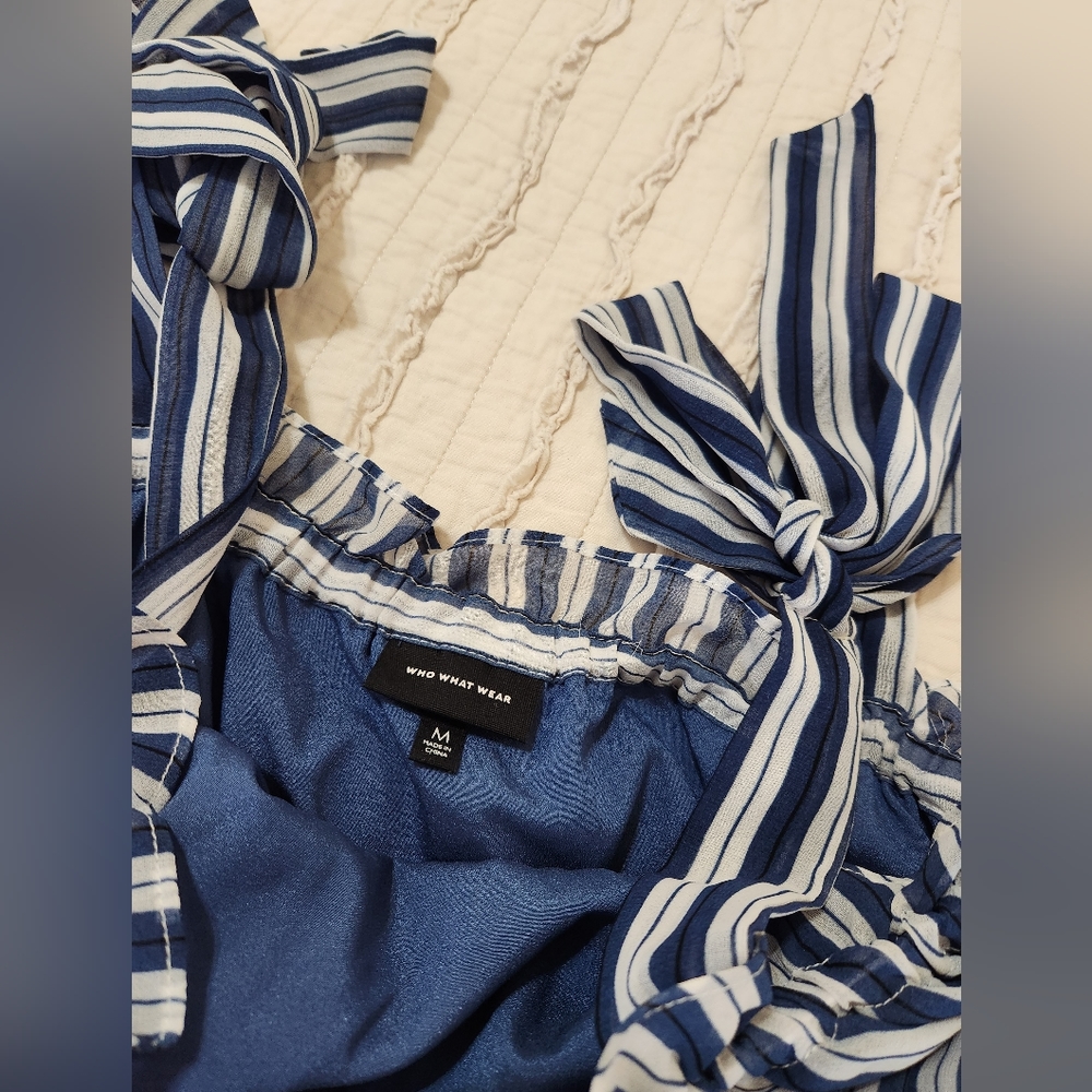 Who What Wear Women's Striped Sleeveless Tie Maxi, Size M, Blue/White - Picture 3 of 6